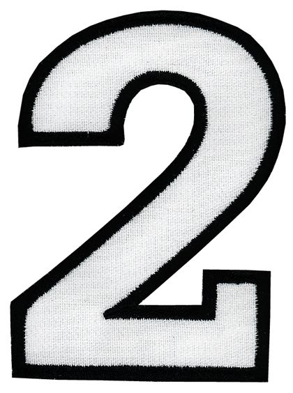 Nažehlovací vyšívaná čísla - dvojka bílá výška 8 cm